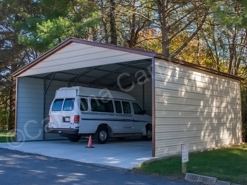 Vertical Roof Carport with Three Sides Closed-285
