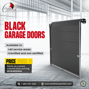 Black garage door for metal buildings from carolina carports 